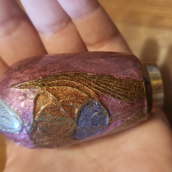 Vintage Brass Enameled Floral Bud Vase - Picture 9 of 12